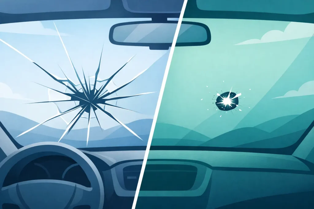 Difference Between Windshield Crack and Chip